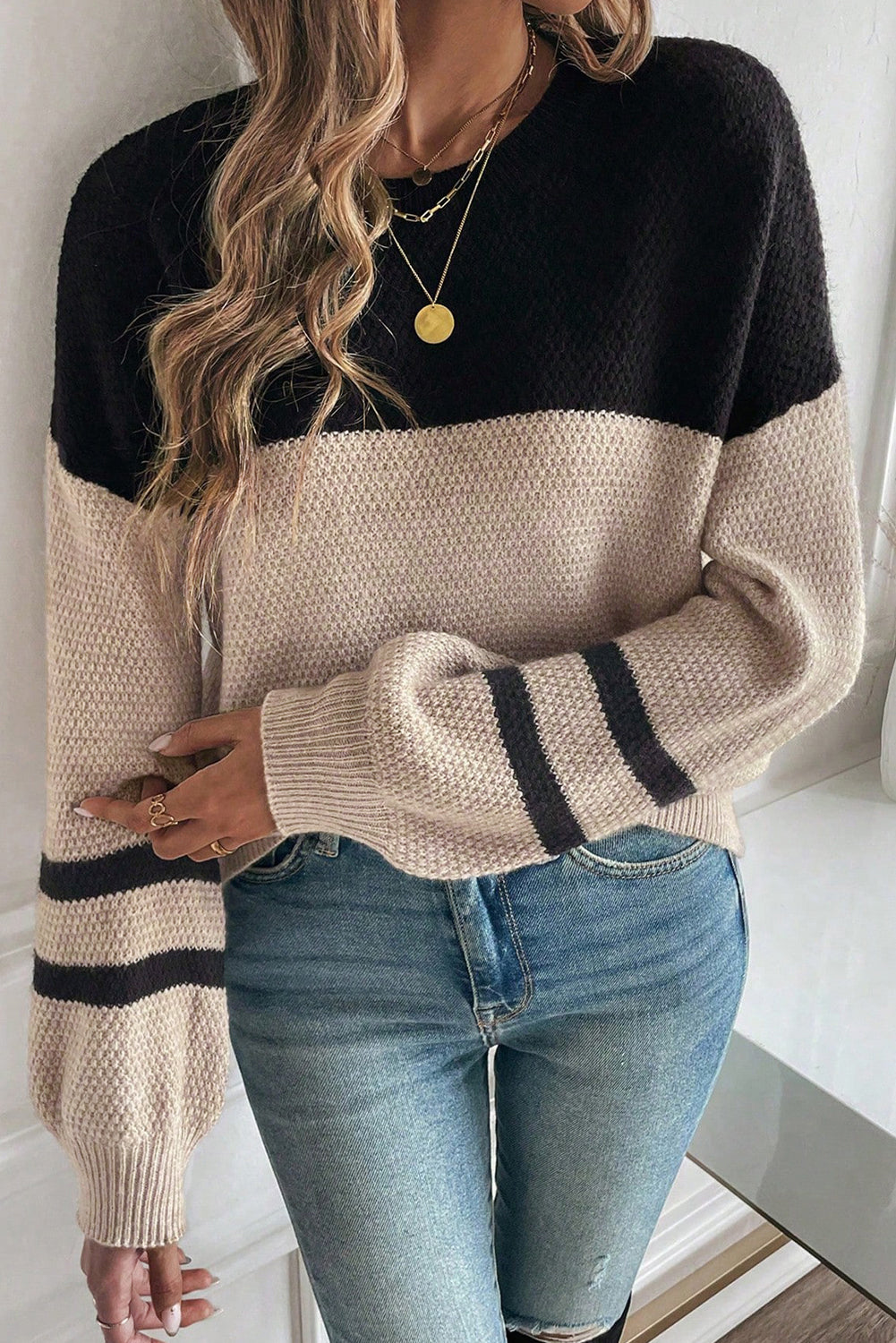Parchment Colorblock Striped Sleeve Detail Knit Sweater Sweaters 02d955e12b2c101e