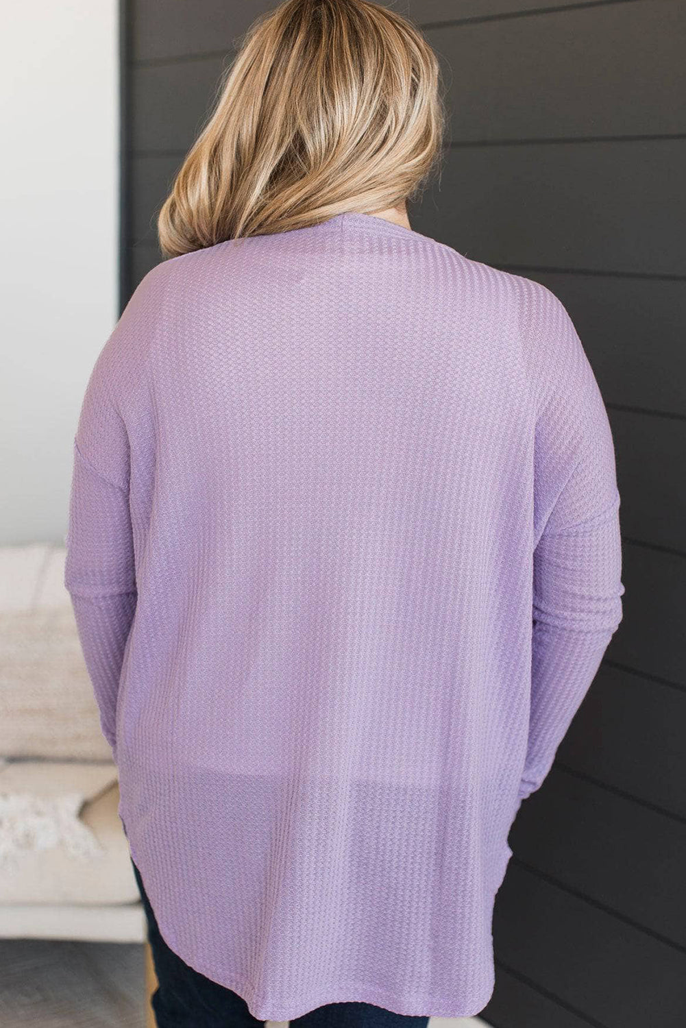 Orchid Petal Plus Size Waffle Knit Button Front Cardigan Plus Size Sweaters&Cardigans 07a9f6bdf6663ab0