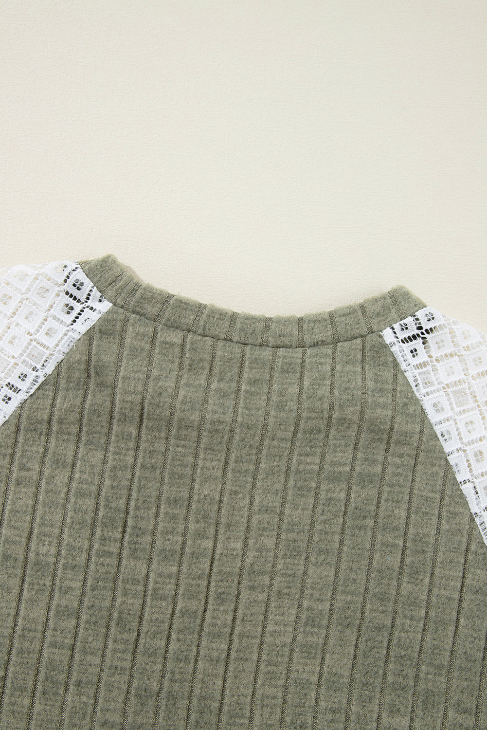 Laurel Green Floral Patchwork Raglan Sleeve Ribbed Blouse Long Sleeve Tops 09040555765f930d