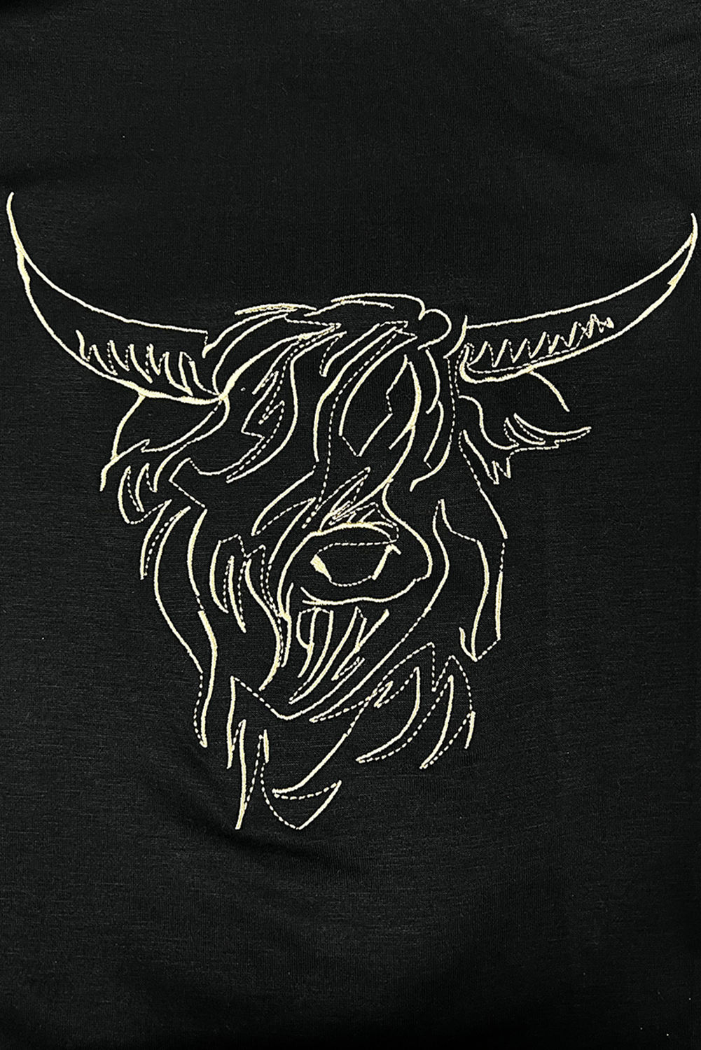 Black Vintage Bull Head Embroidered Pattern T Shirt Graphic Tees 0adffab2d4b5662b
