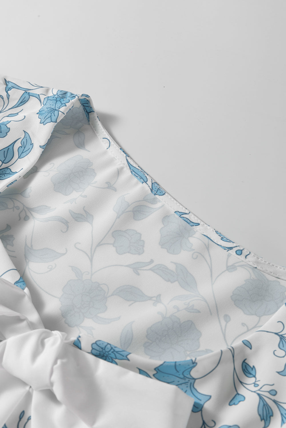 Sky Blue Leopard Bow Front Puff Sleeve Mini Dress Short Dresses 0b3c1d497c177dca