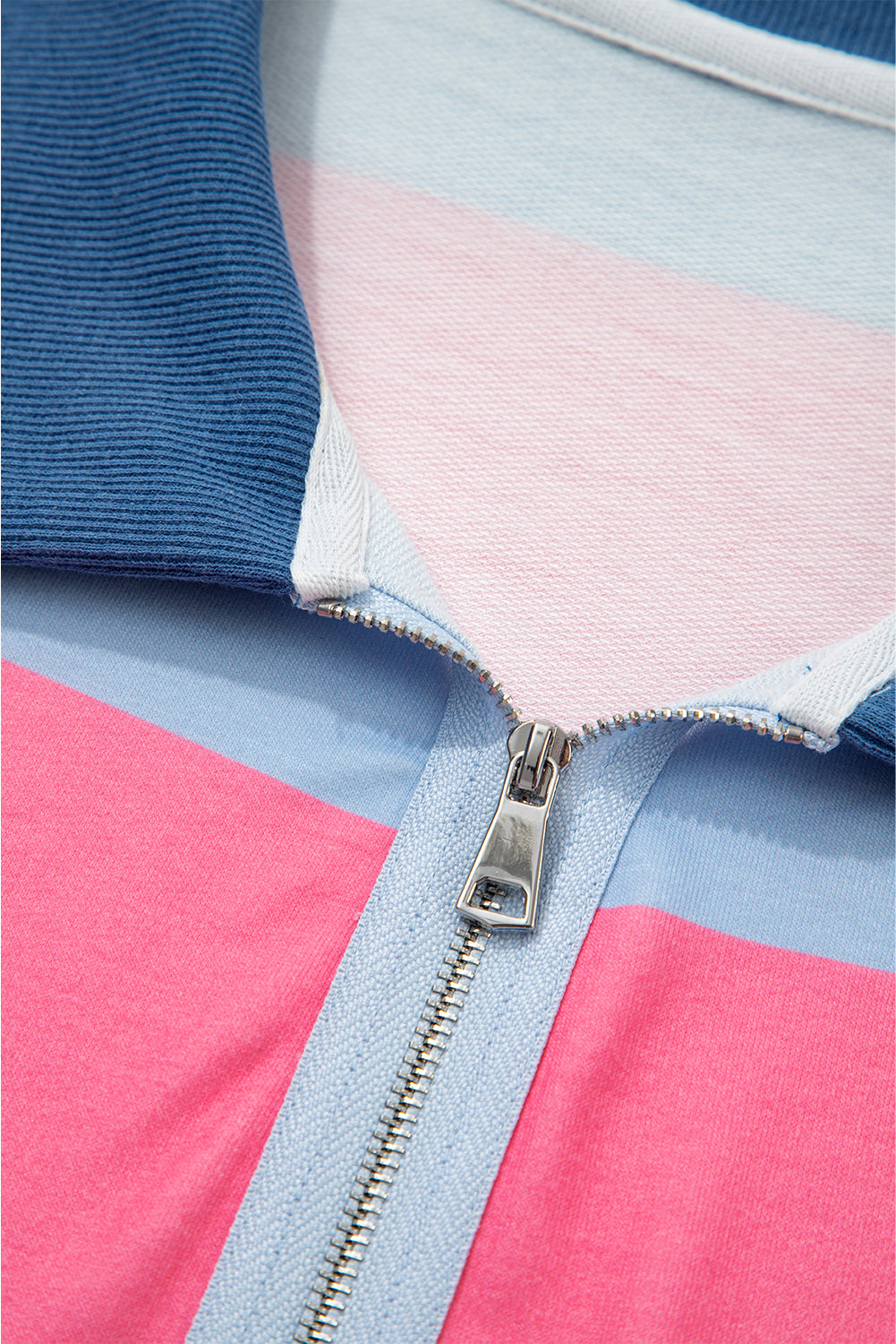 Blue Stripe Colorblock Patchwork Zip-up Plus Size Pullover Plus Size Tops 0b70673c8aec6fd6