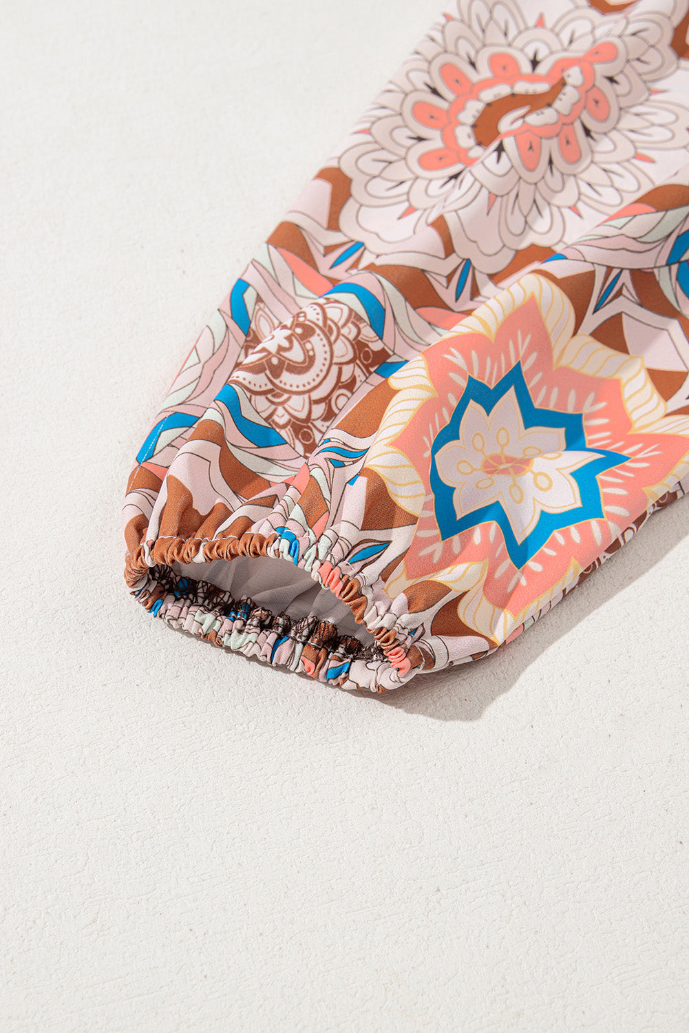 Ashleigh Blue Ruffle Floral Sleeve Patchwork Waffle Top Long Sleeve Tops 0bf50780f21b7d68