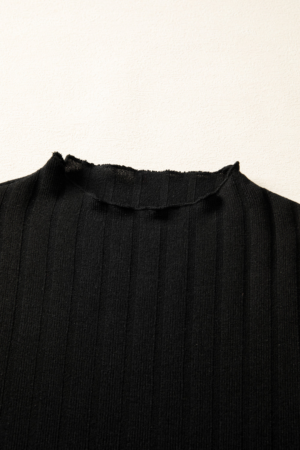 Red Dahlia Frilled Neck Ribbed Knit Patchwork Long Sleeve Mini Dress Short Dresses 0c86a98fb9278925