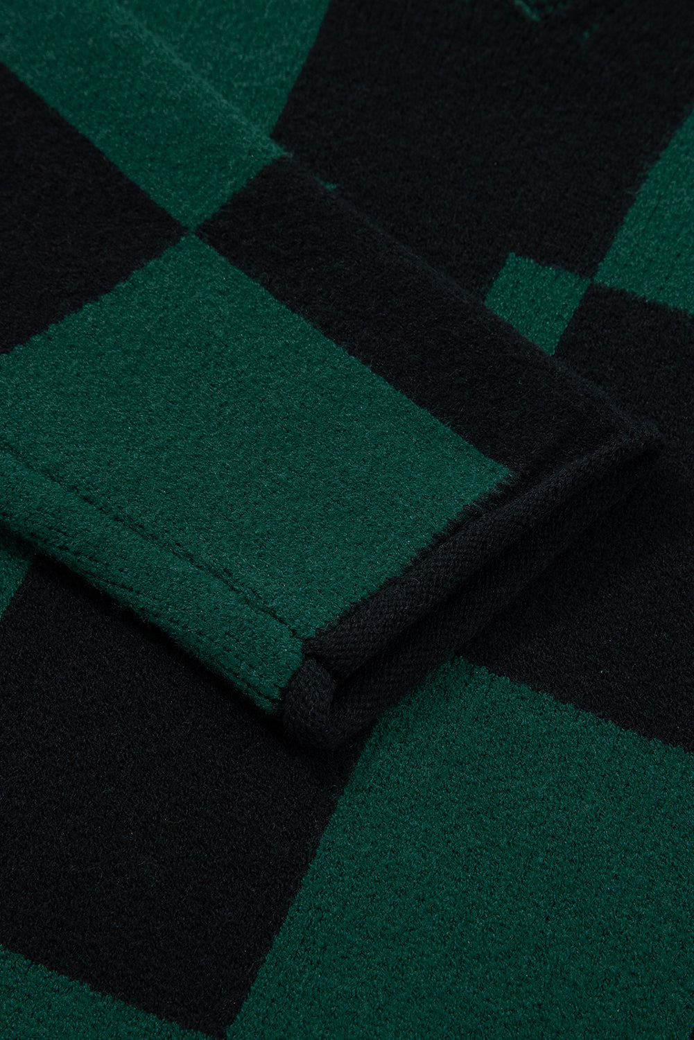 Black Checked Notched Neckline Drop Shoulder Knit Sweater Sweaters 0c9bbbb3308b3538