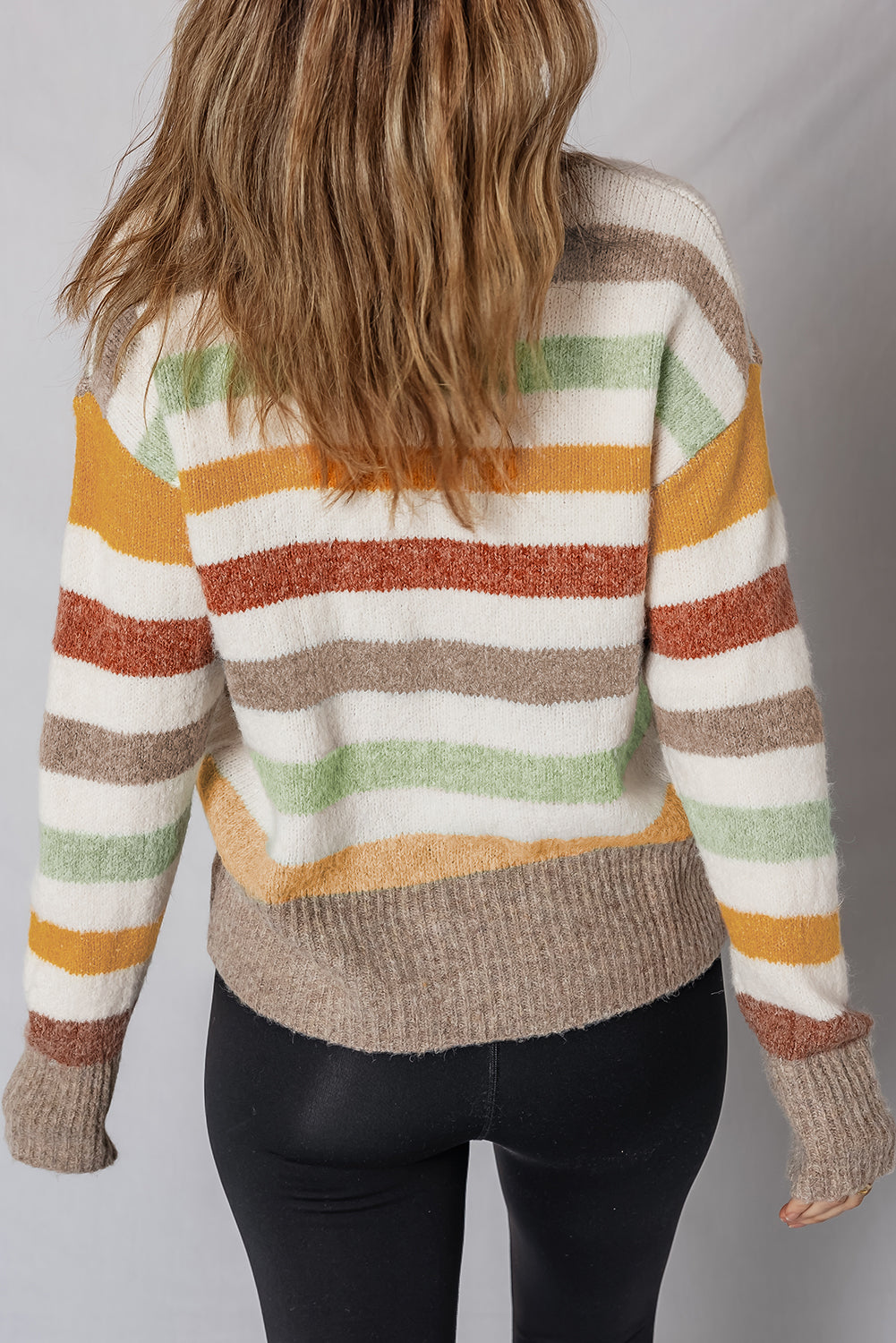 Multicolour Colorblock Drop Shoulder Crew Neck Sweater Sweaters 0df453fe748aaa69