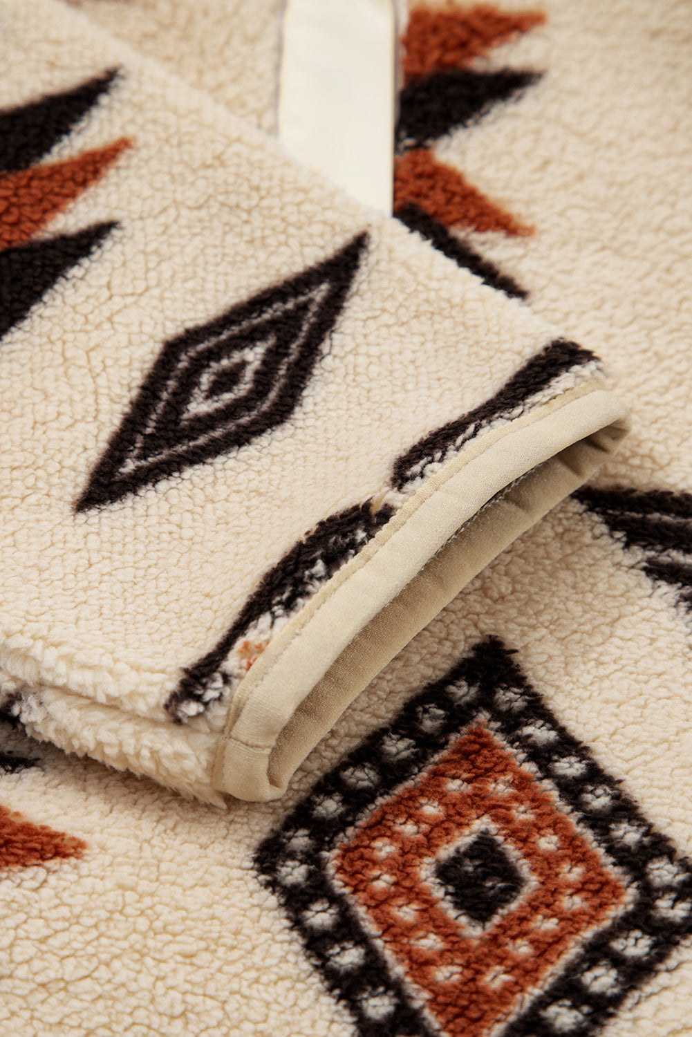 Black Vintage Geometric Half Zip Plush Sweatshirt Sweatshirts & Hoodies 0e67d193799516d2