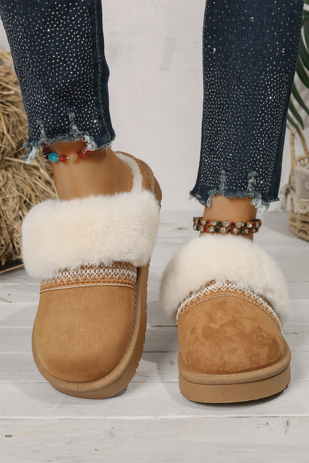 Camel Suede Fuzzy Winter Warm Platform Slippers Slides Shoes + Flip Flops 0e741ccb9dc6786b