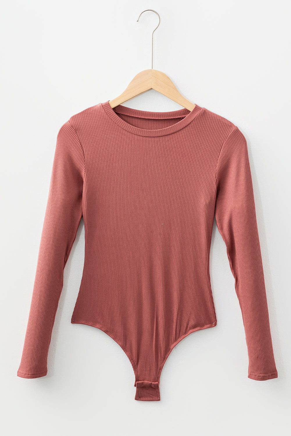 Mineral Red Ribbed Long Sleeve Crew Neck Solid Color Bodysuit Bodysuit 0e9c829fd5f7418b