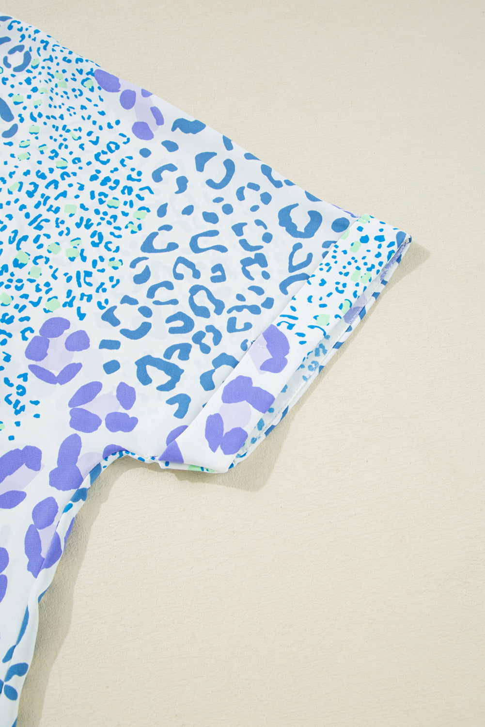 Sky Blue Leopard Print V Neck Short Sleeve Plus Size Top Plus Size Tops 0fbca7edf496f967