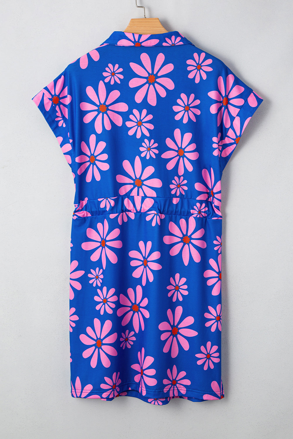 Purple Pop of Color Quarter Zip Collar Drawstring Waist Floral Mini Dress Short Dresses 109022c001b5bf7f