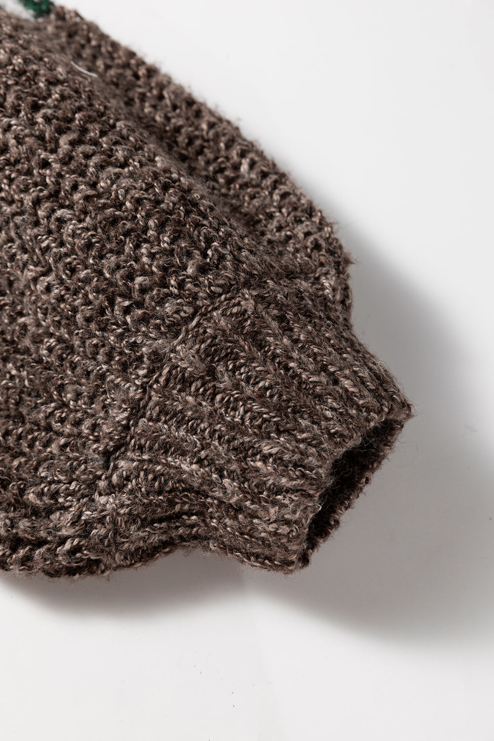 Brown Colorblock Patchwork Knotted Back Loose Fit Sweater Sweaters 10abbab67a0d3848