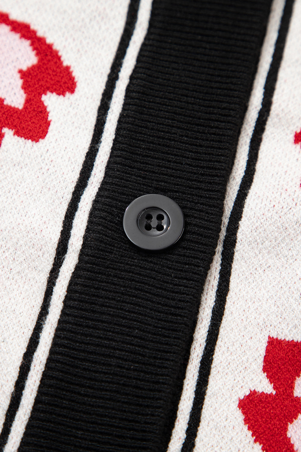 Black Floral Print Button Front V Neck Contrast Trim Cardigan Cardigans 10ef32a83298646c