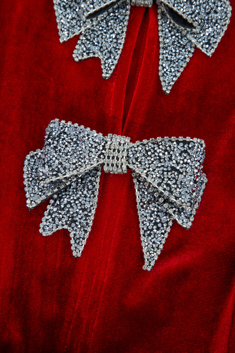 Fiery Red Bowknot Decor High Waist Velvet Mini Dress Short Dresses 1486999281f6272e