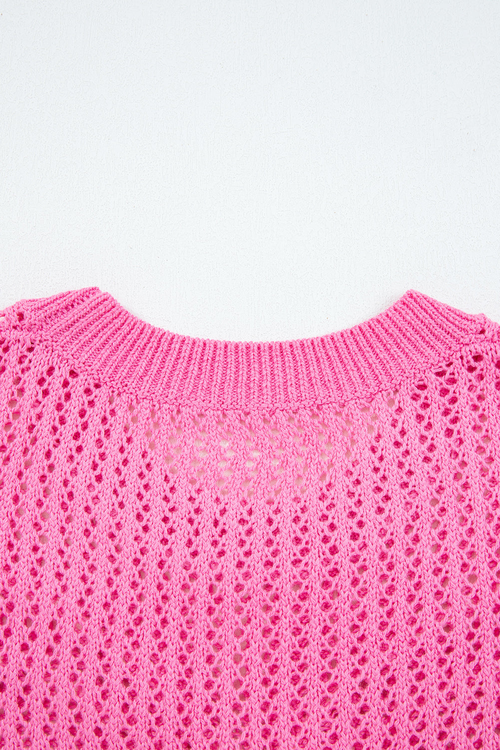 Sachet Pink Sweet Bow Decor Hollow Out Knitted Drop Shoulder Sweater Sweaters 157722308a1907c7