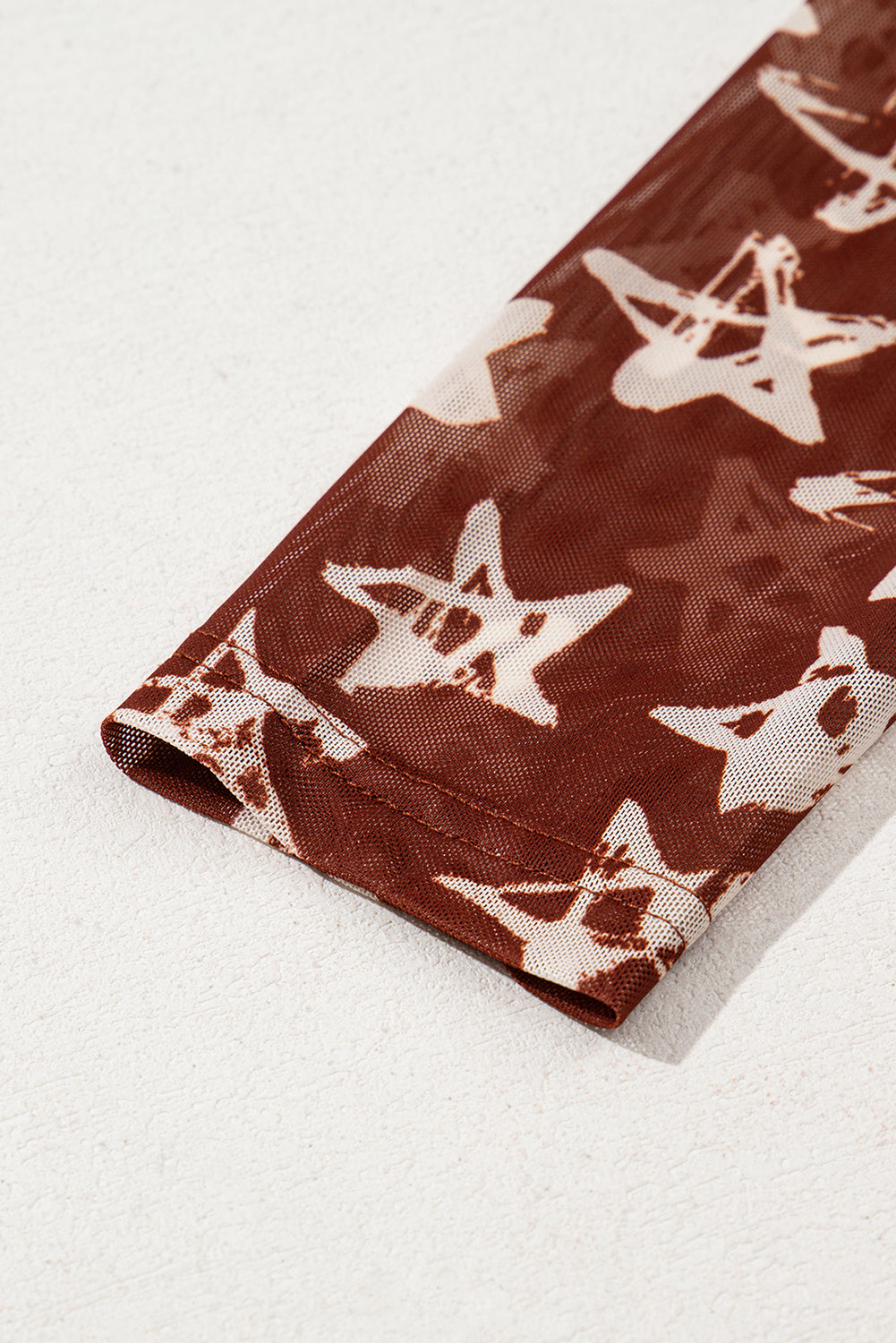 Red Star Print Mock Neck Slim Fit Top Long Sleeve Tops 188edc5e06fc090e