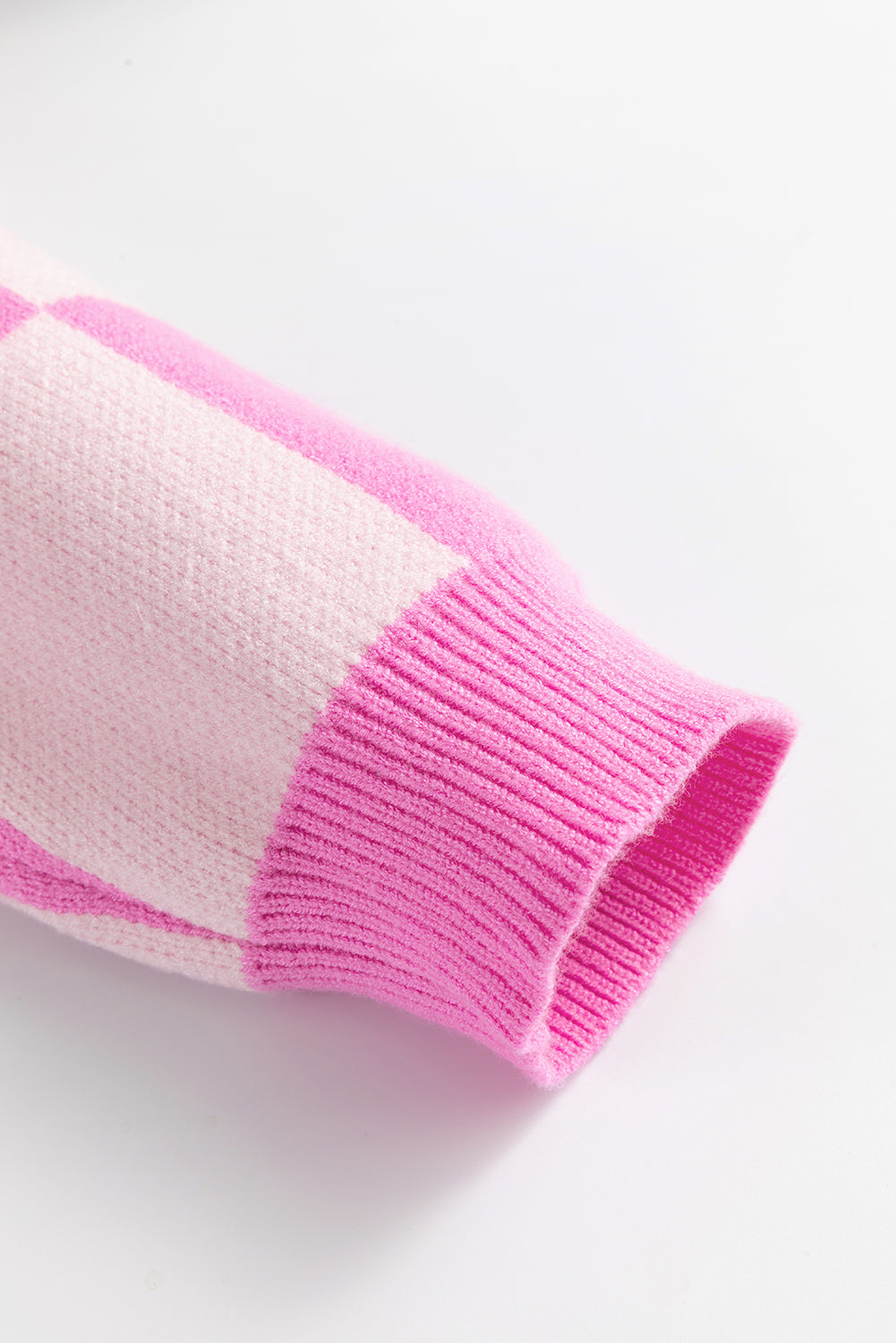 Pink Checkered Button Collared Sweater Sweaters 19278c98b73dc8b1