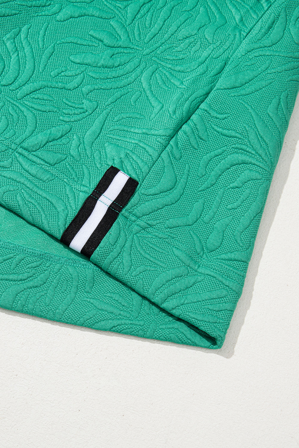 Sea Green Jacquard Textured Quarter Zipper Pop of Color Neckline Dress Short Dresses 1b46c99e199b9955