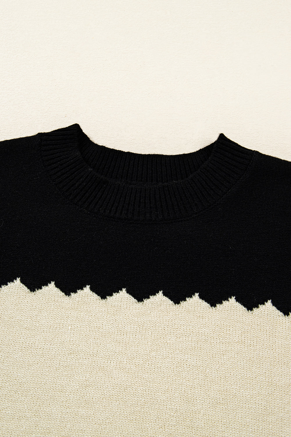 Black Colorblock Crew Neck Drop Shoulder Sweater Sweaters 1cac4bc316501c48