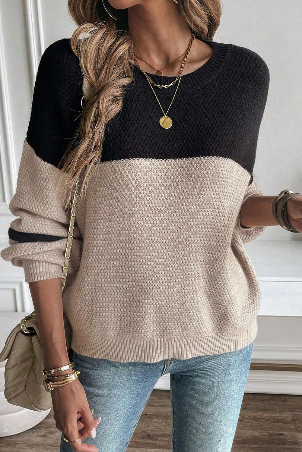 Parchment Colorblock Striped Sleeve Detail Knit Sweater Sweaters 1ef24ee72892207a