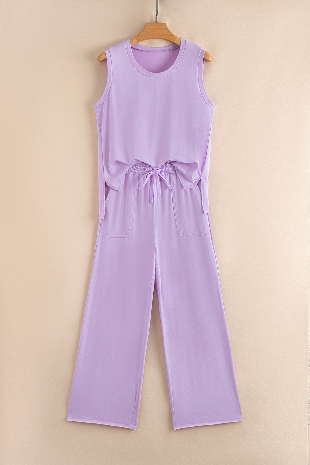 Orchid Petal Tank and Straight Loose Drawstring Pants Set Two Piece Pants Sets 21f3ccc5c45f50ff