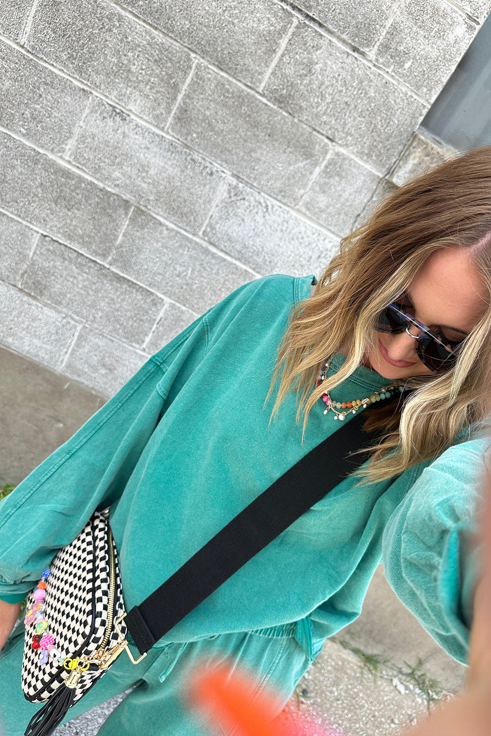 Lapis Mineral Wash Pullover and Wide Leg Cargo Pants Set Two Piece Pants Sets 28d8c1cf53b6a3ab