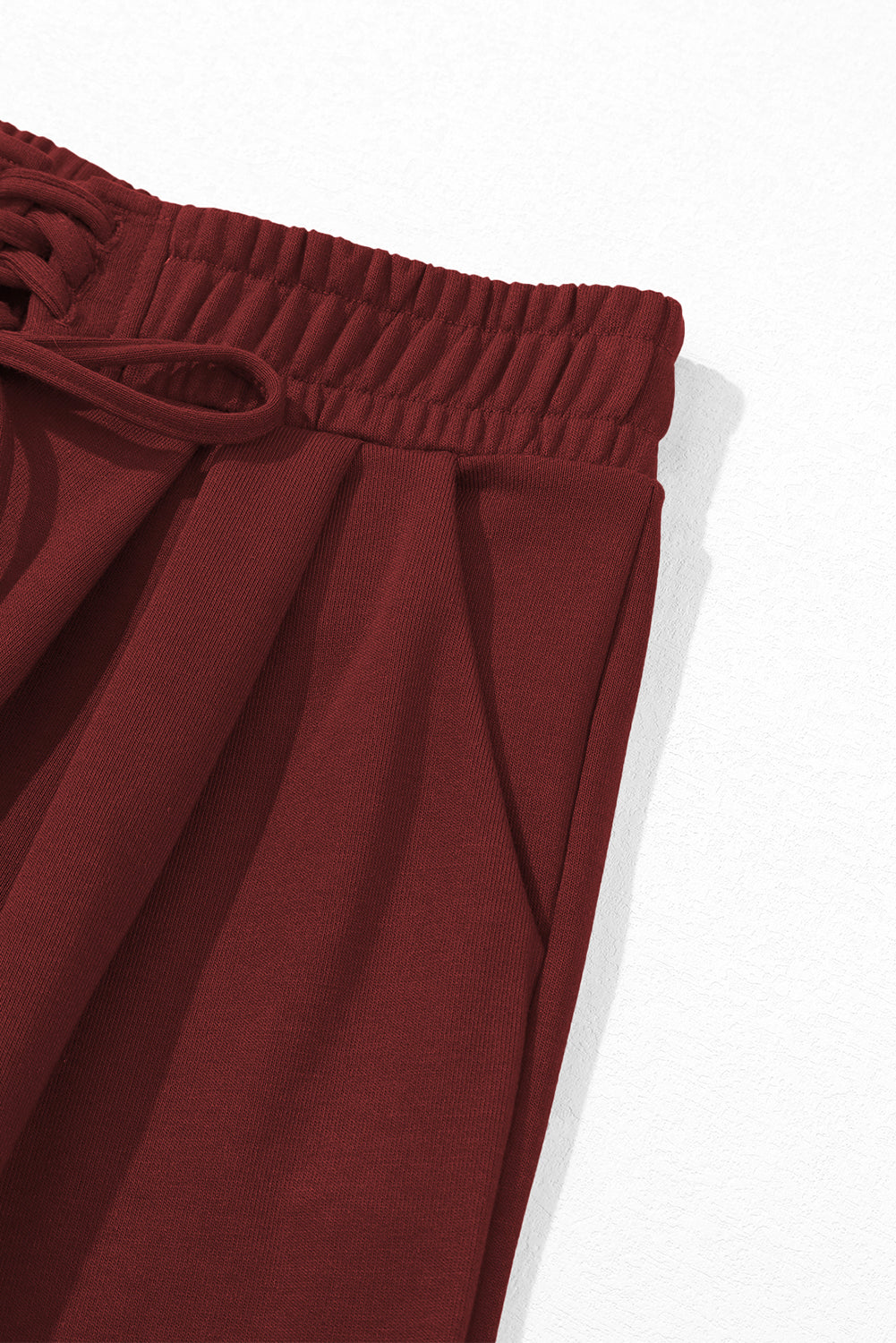 Burgundy Tied Elastic High Waist Pleated Detail Solid Sweatpants Pants & Culotte 2986d1bbdf9ac18a
