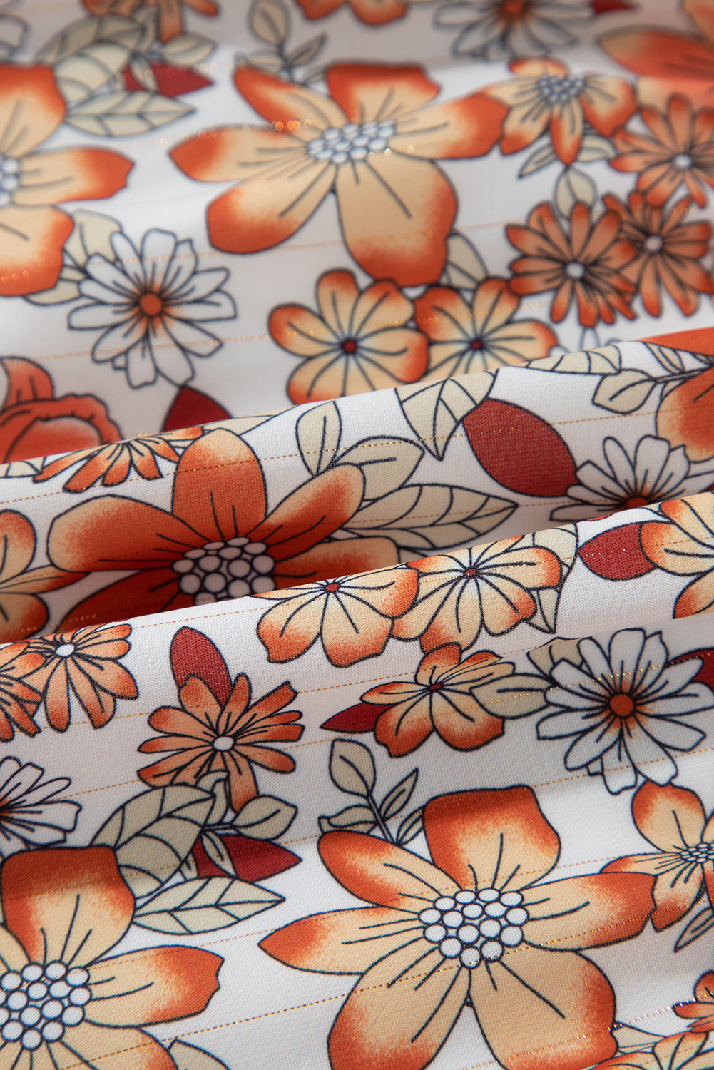 Khaki Floral Print Ruffled Tiered Long Sleeve V Neck Midi Dress Midi Dresses 2a742742ec8d22fb