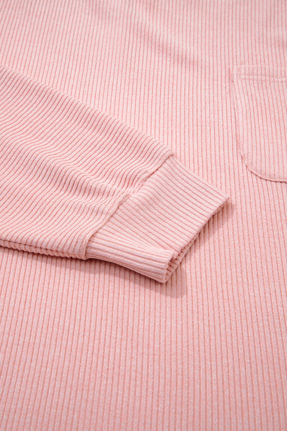 Bonbon Ribbed Exposed Seam Chest Pocket Plus Size Long Sleeve Top Plus Size Tops 2ac9a96c7239d589