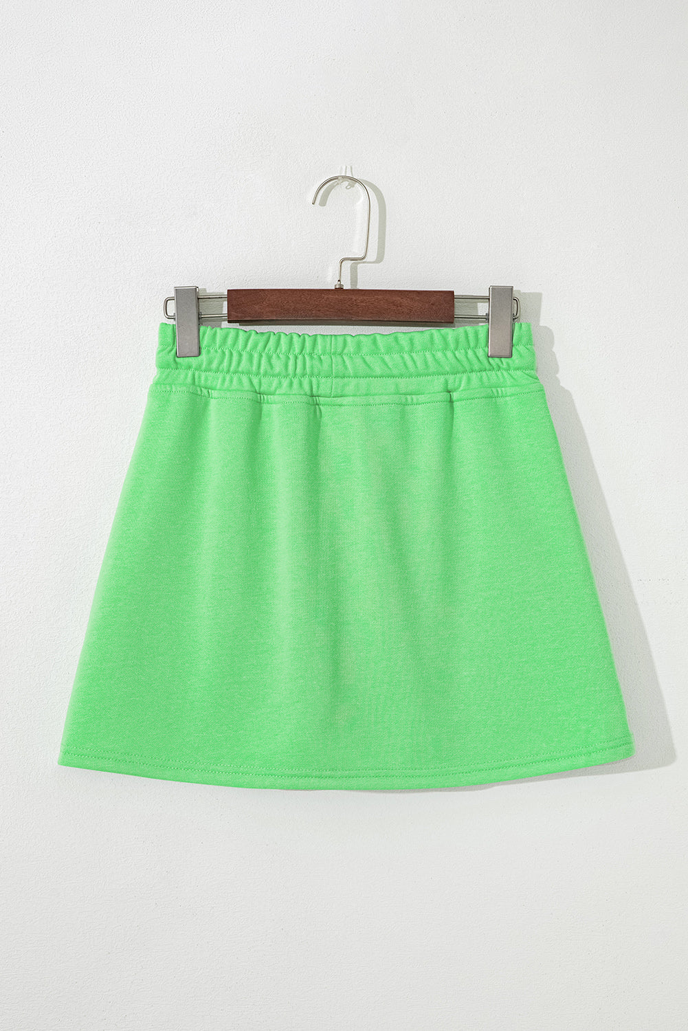 Light Green French Terry Drawstring Mini Skort with Pockets Shorts 2ee4d21632c5558c