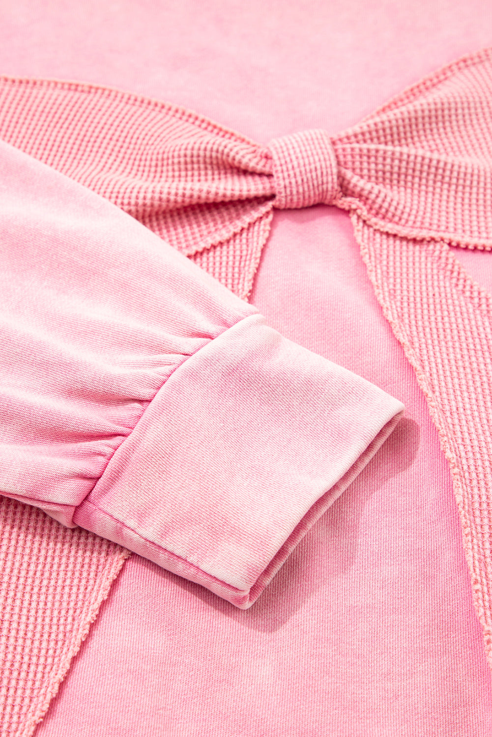 Orchid Bouquet Mineral Wash Waffle Bow Patched Pullover Sweatshirt Sweatshirts & Hoodies 306f621e52ec88be