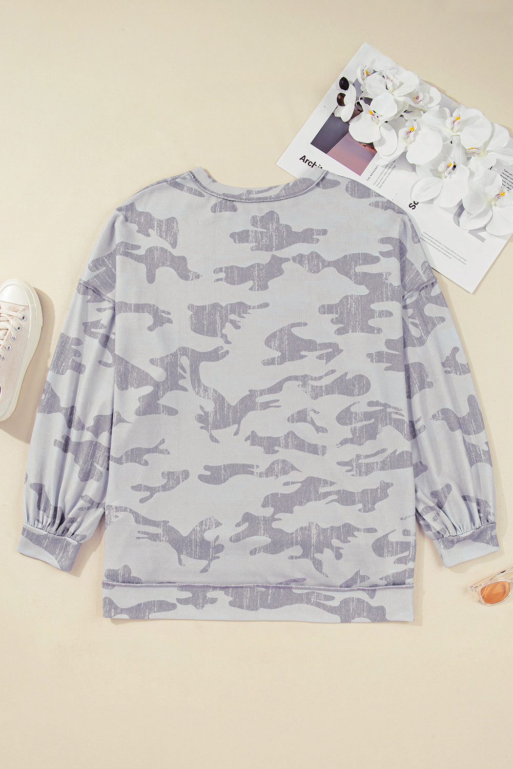 Multicolour Camouflage Print Round Neck Plus Size Sweatshirt Plus Size Tops 30b466eaf85bd258