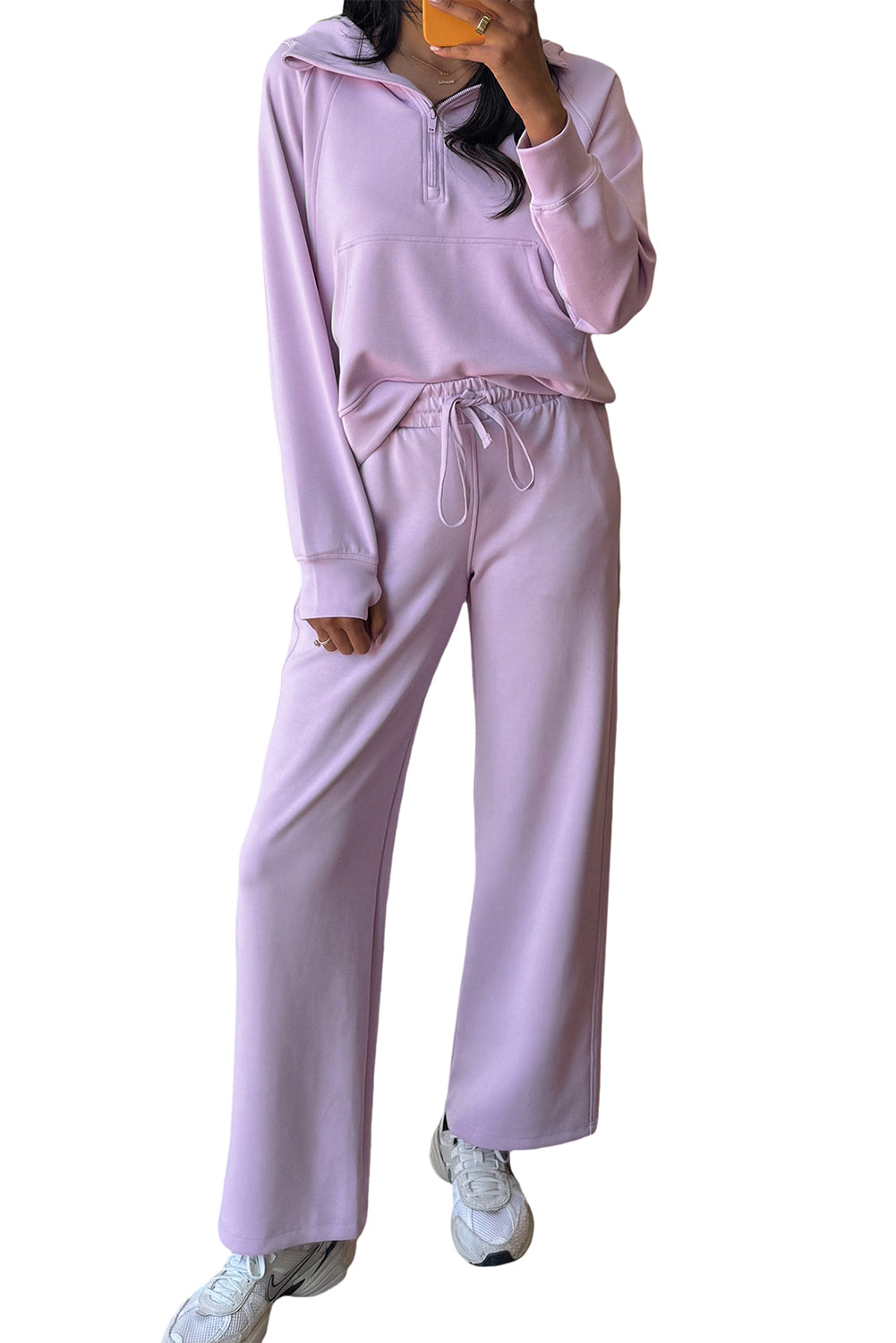 Orchid Bouquet Half Zip Thumbhole Sleeve Hoodie Active Pants 2pcs Outfit Two Piece Pants Sets 319a24c680949b72