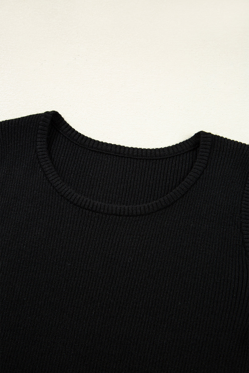 Black Ribbed Knit Cold Shoulder Plain Sweater Sweaters 32a5330e6da55750