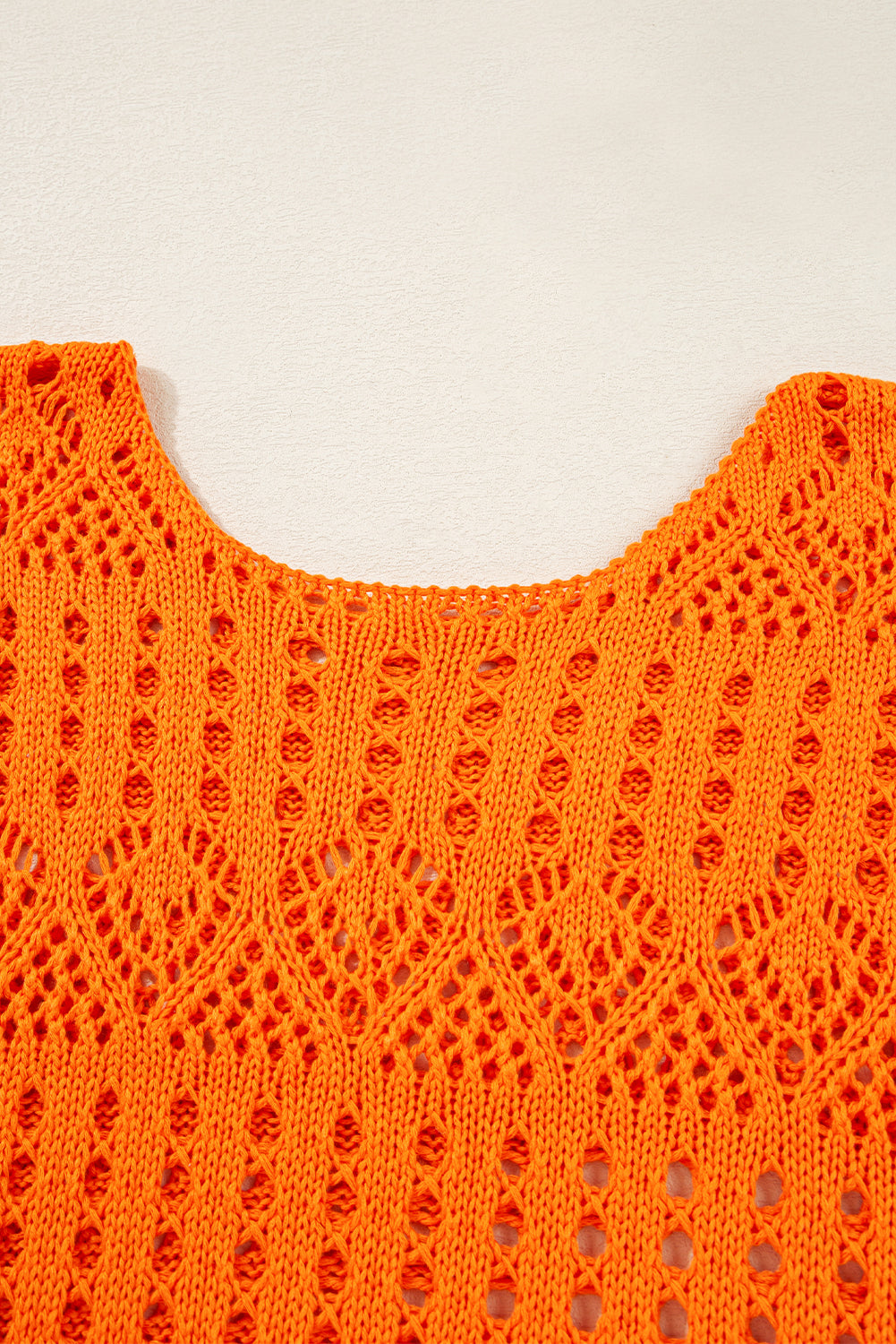 Carrot Solid Color Crochet Scallop Edge Sweater Sweaters 32bf36d86a9523e7
