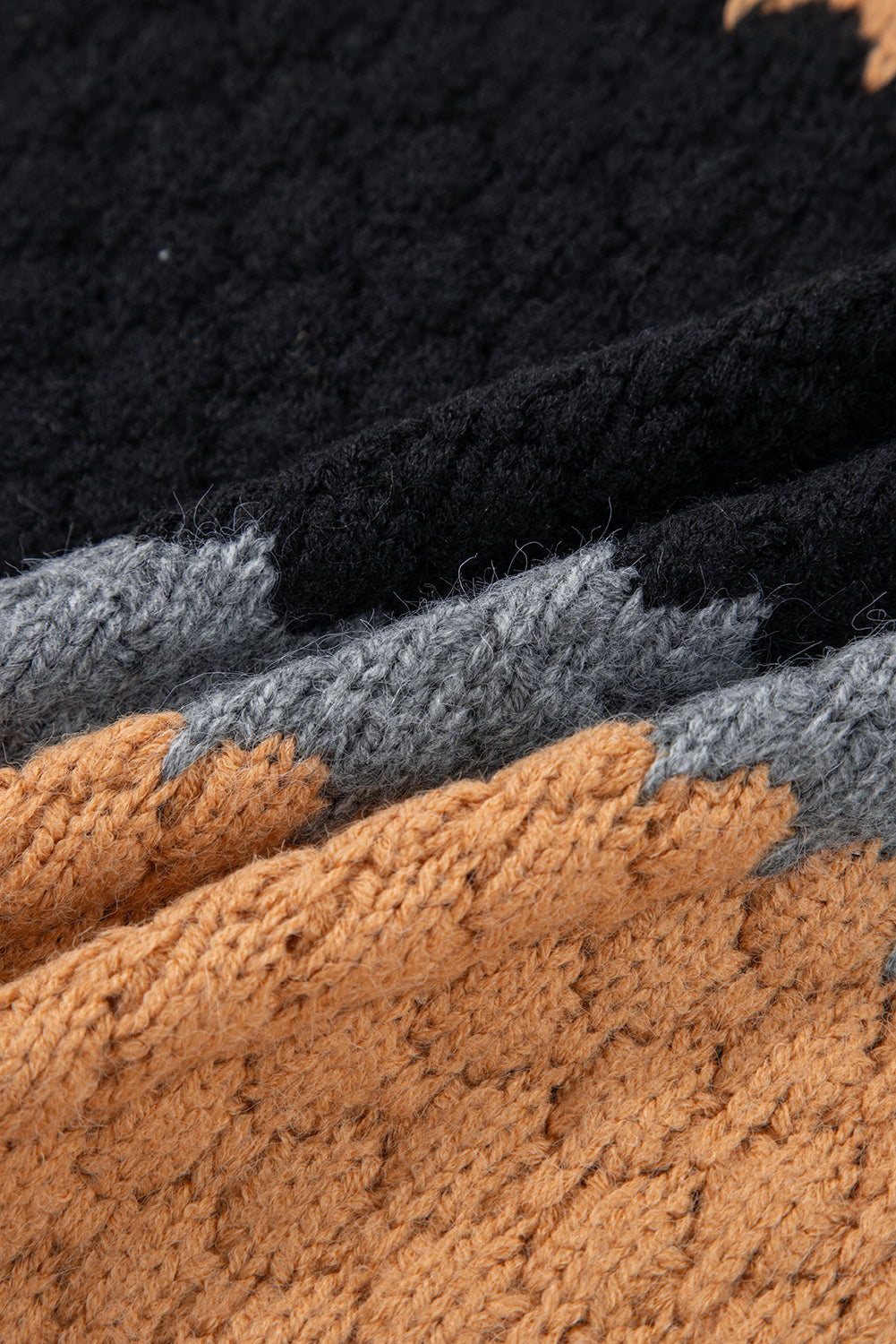 Khaki Colorblock High Neck Baggy Sweater Sweaters 354d7ea60ec39e1b