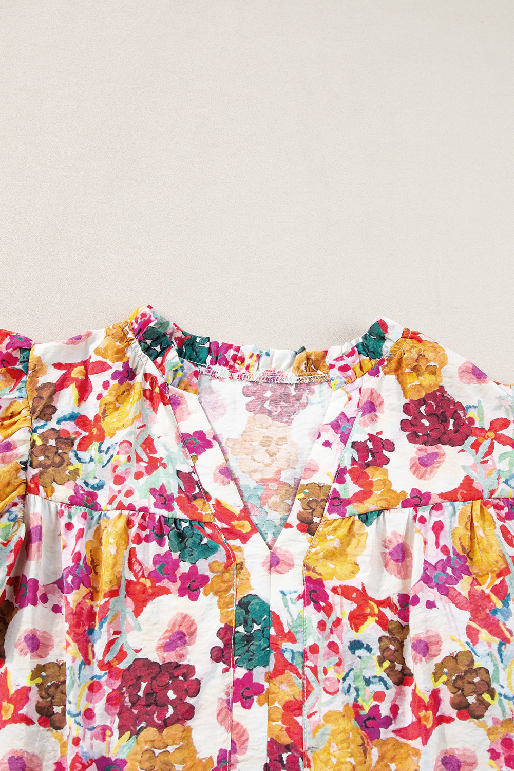 Purple Floral Print Split Neck Ruffle Mini Dress Short Dresses 361e8136ef62e09f