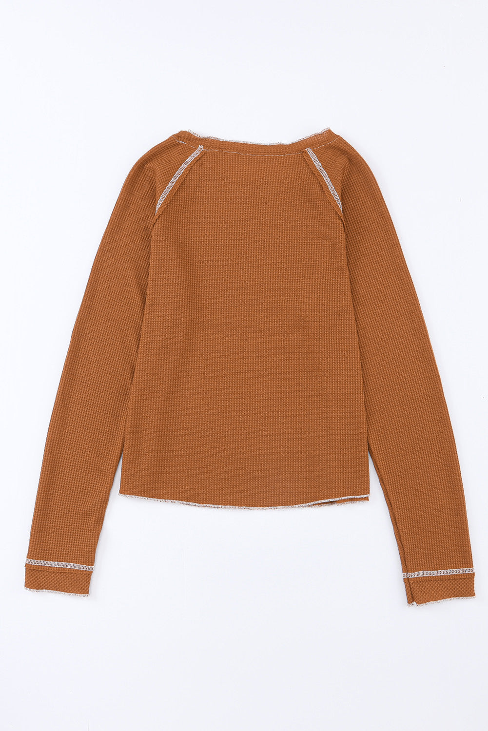 Brown Textured Crewneck Long Sleeve Top Long Sleeve Tops 3c953b0ee74a2076