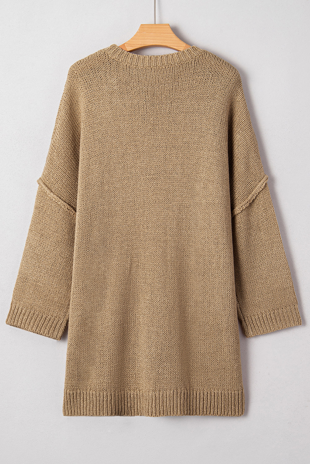 Pale Khaki Oversize Drop Shoulder Slouchy Sweater Dress Sweater Dresses 3dc0afd1044251be