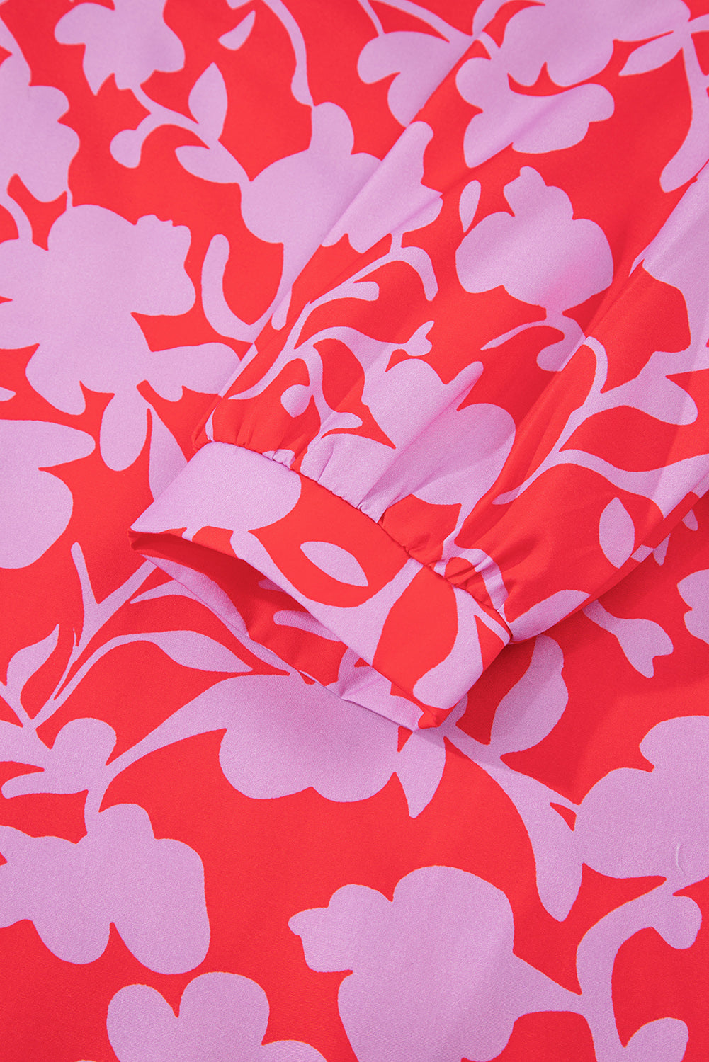 Red Floral 3/4 Sleeve Ruffle Hem Mini Dress Short Dresses 3df4c793f5c6ca24