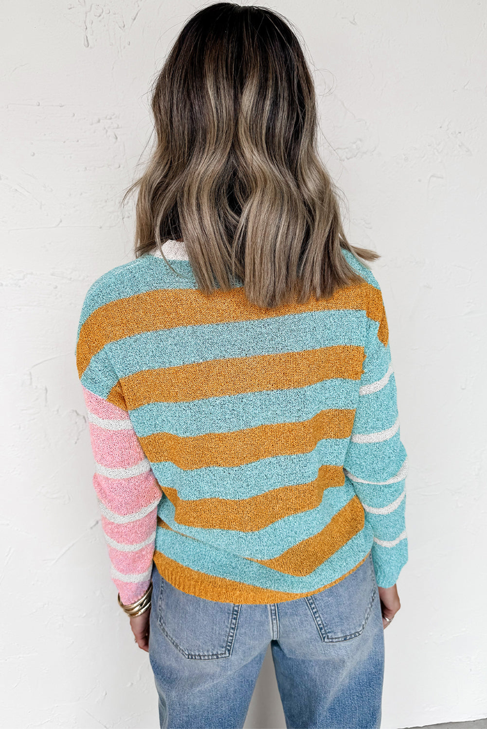 Jurassic Gold Colorblock Striped Pullover Sweater Sweaters 3fd69e4f79434717