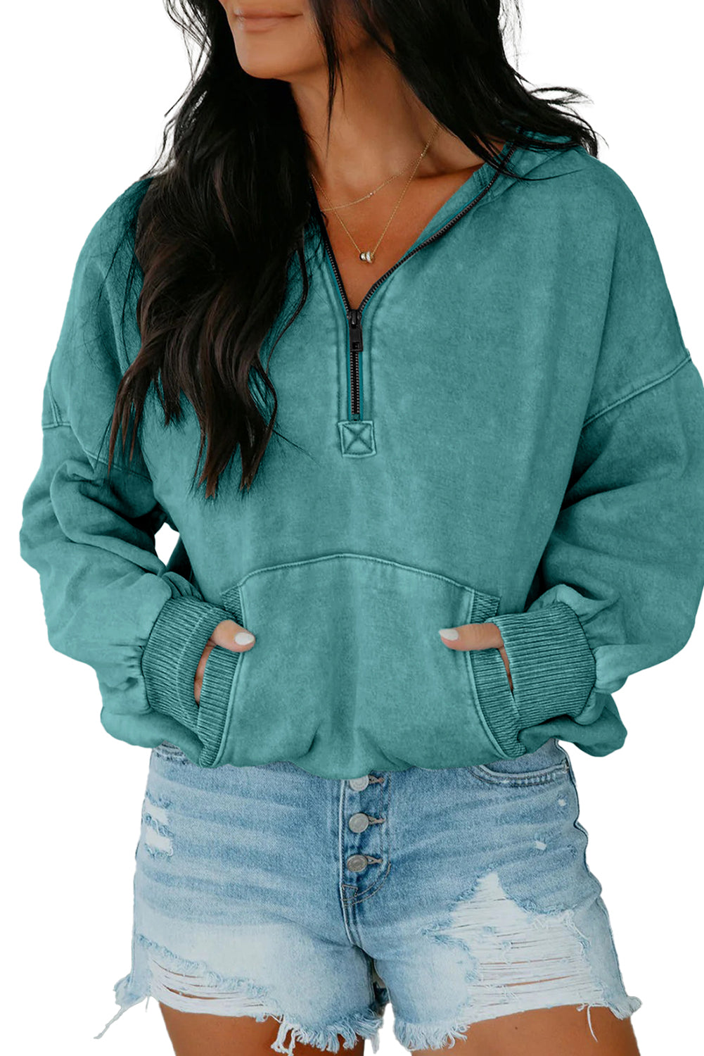 Canton Half Zip Kangaroo Pocket Mineral Wash Baggy Hoodie Sweatshirts & Hoodies 404ddaec9e998a67
