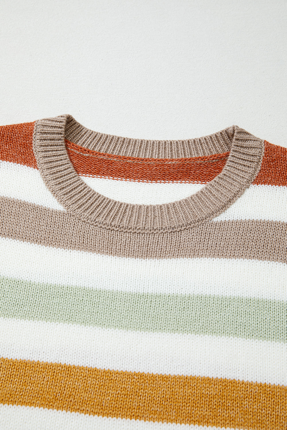 Multicolour Striped Colorblock Drop Shoulder Plus Size Sweater Plus Size Sweaters&Cardigans 40732a40dbf7bef9