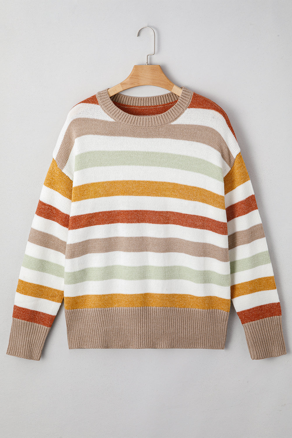 Multicolour Striped Colorblock Drop Shoulder Plus Size Sweater Plus Size Sweaters&Cardigans 41f243d0d6f877c1