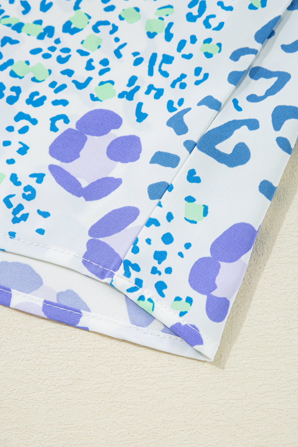 Sky Blue Leopard Print V Neck Short Sleeve Plus Size Top Plus Size Tops 42eb041df4573885