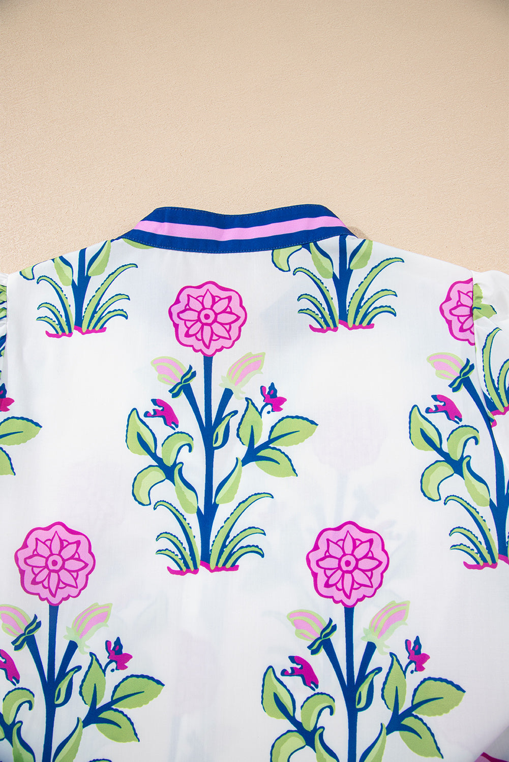 Sky Blue Floral Print Pop of Color V Neck Mini Dress Short Dresses 439cef4f0fed356a