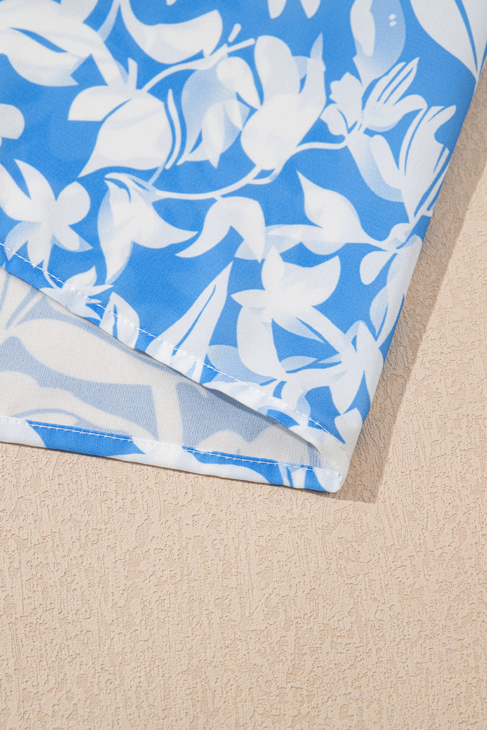 Sky Blue Floral Print Deep V Neck Puff Sleeve Flowy Dress Maxi Dresses 459c5998e16e46ba