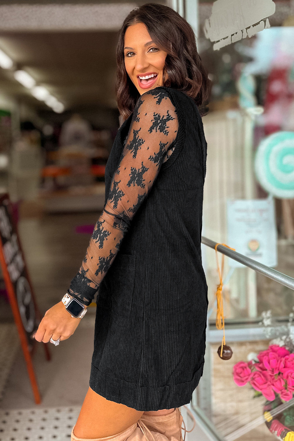 Beige Corduroy Exposed Seam Sleeveless Mini Dress Short Dresses 4733f17dc70c65b6