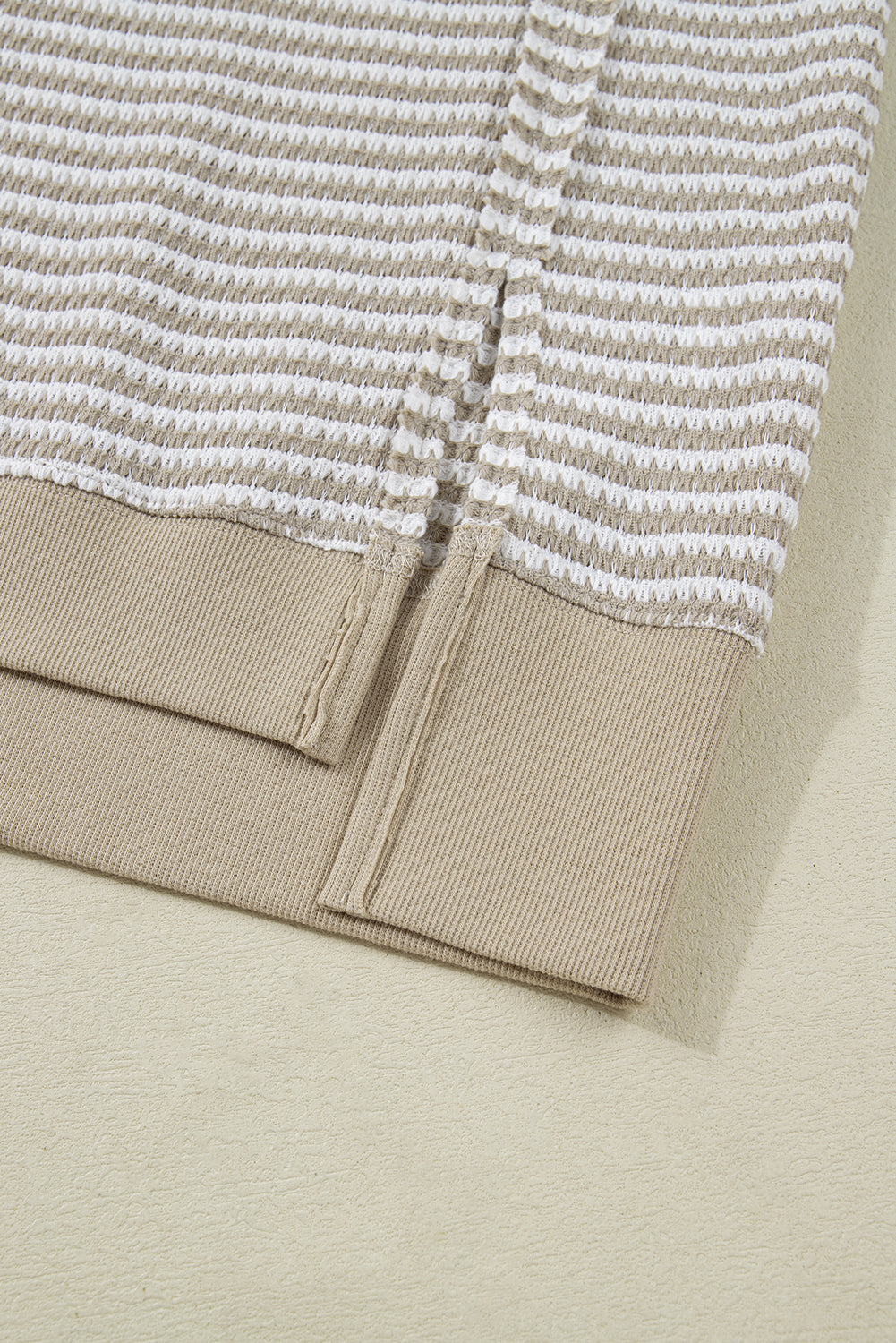 Brown Plus Size Stripe Ribbed Trim Drop Shoulder Long Sleeve Oversized Top Plus Size Tops 495af130cdddecb9