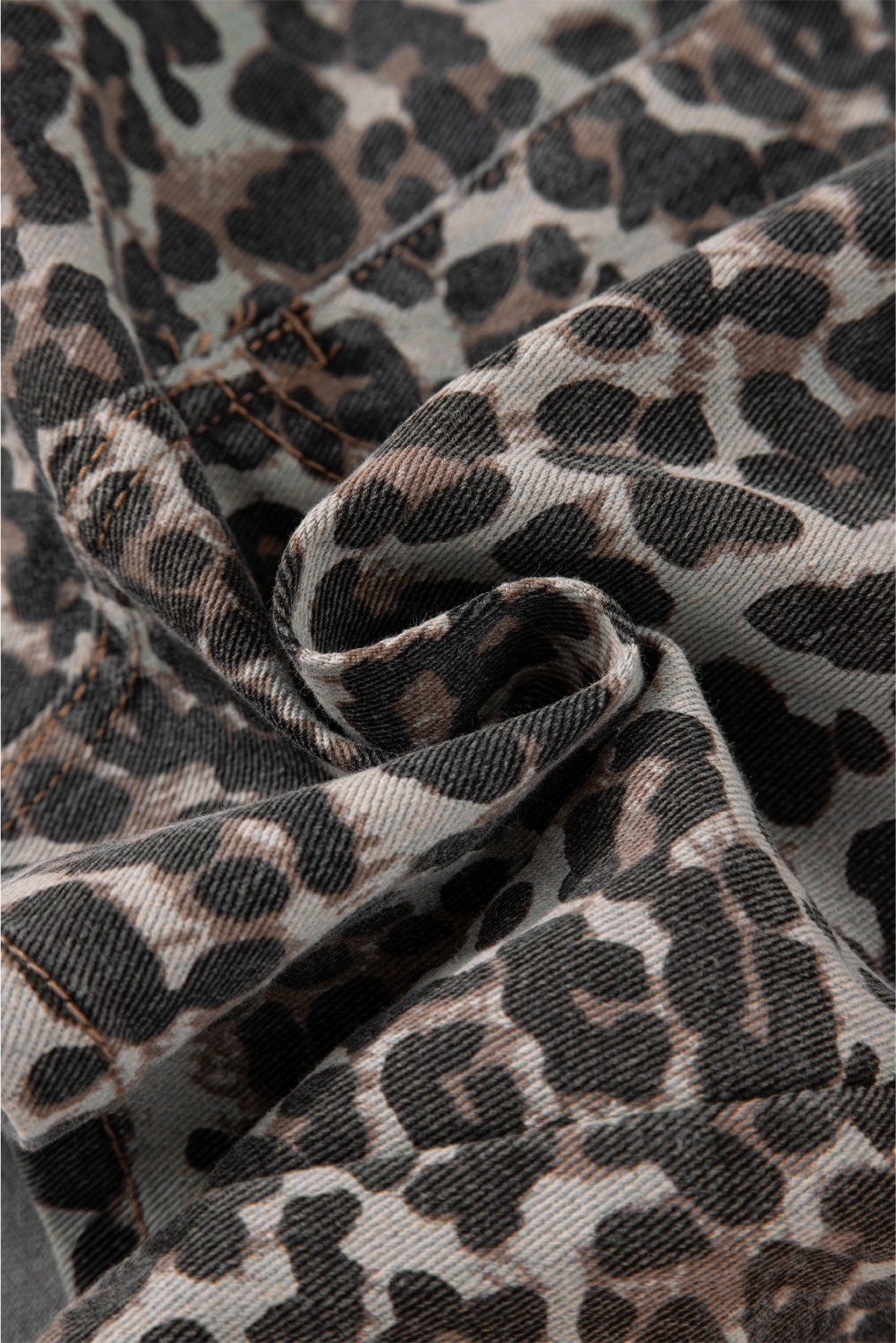 Khaki Allover Leopard Print Denim Mini Skirt Skirts 4cf6431163e9caa1